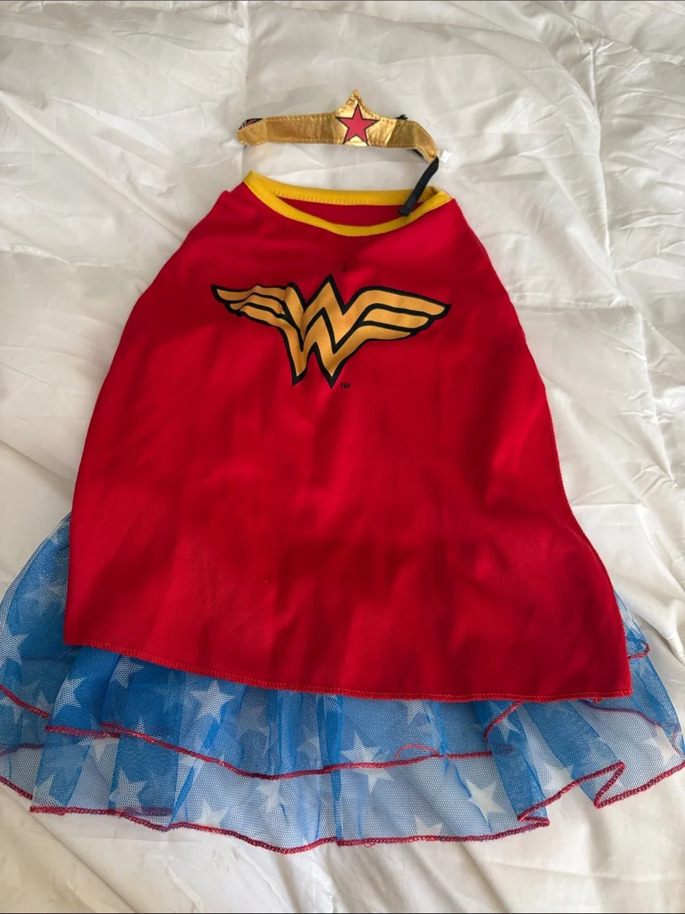 Dog Wonder Woman costume with headband. Size medium